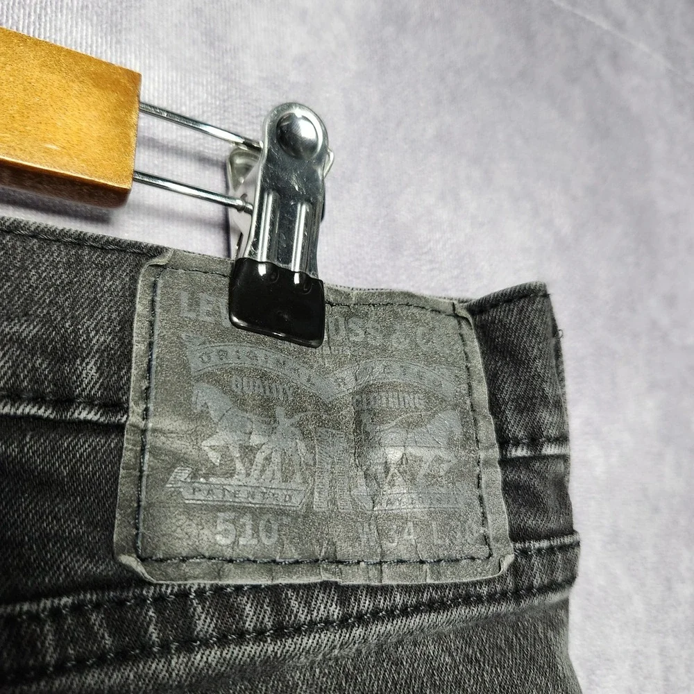 Levis 510 Skinny Fit Jeans Mens 32 to 34x30 Faded Black Denim‎ Pants